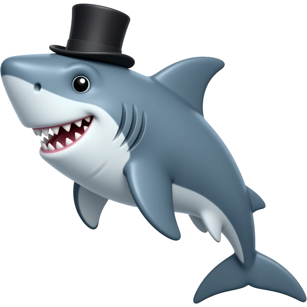 Shark with a top hat emoji