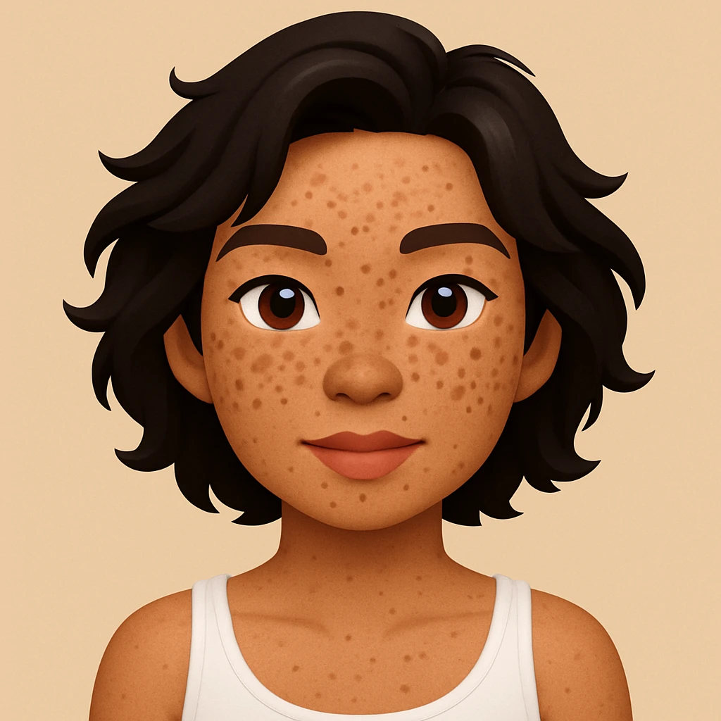 turn the second man in emoji style of the 1st image, match the facial features and match dressing style of the 2nd image, she is wearing white tank top emoji