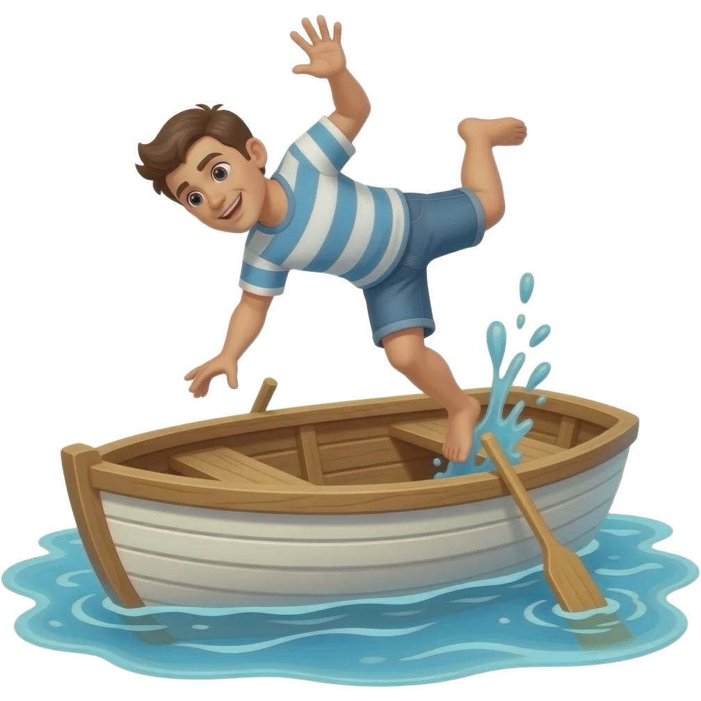 man falling off boat into water emoji