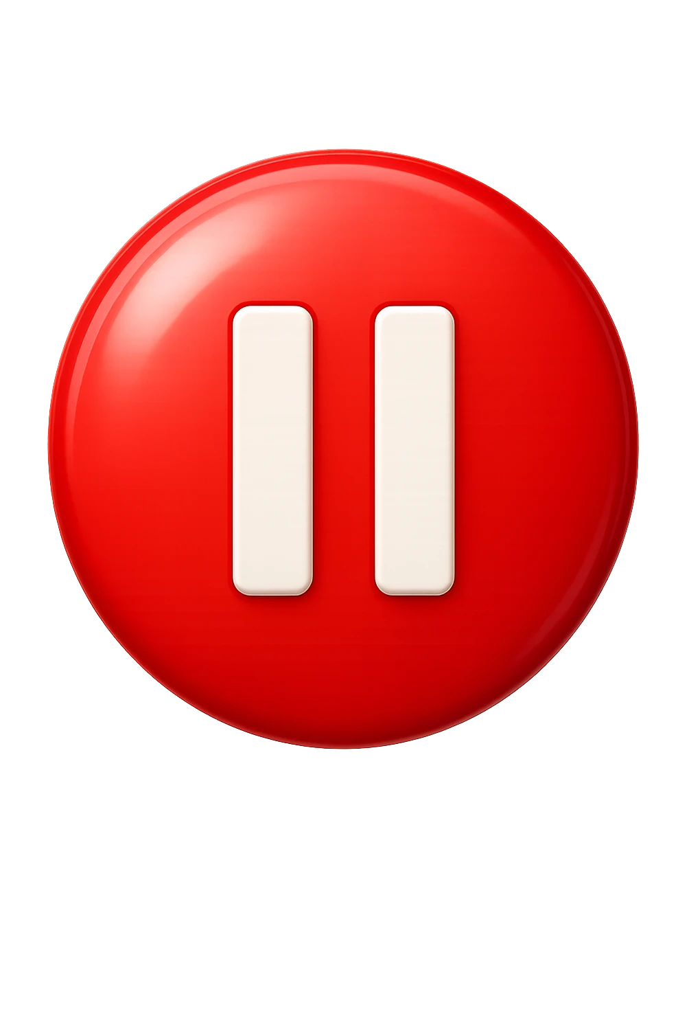 emoji stile iphone di un  simbolo di pausa in un cerchio rosso, iperrealistico 4k emoji