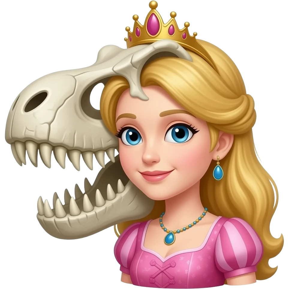 A t-Rex skull attached to a princess body emoji