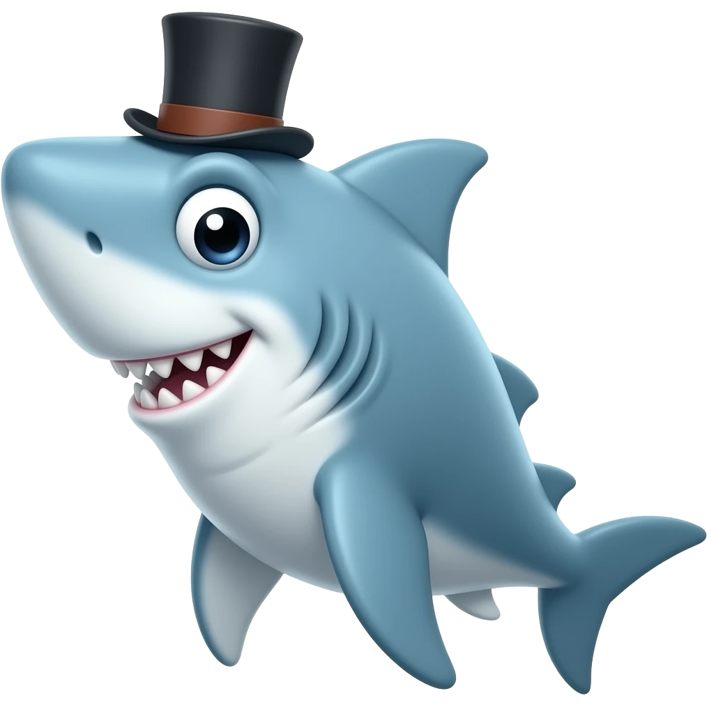 Shark with a top hat emoji