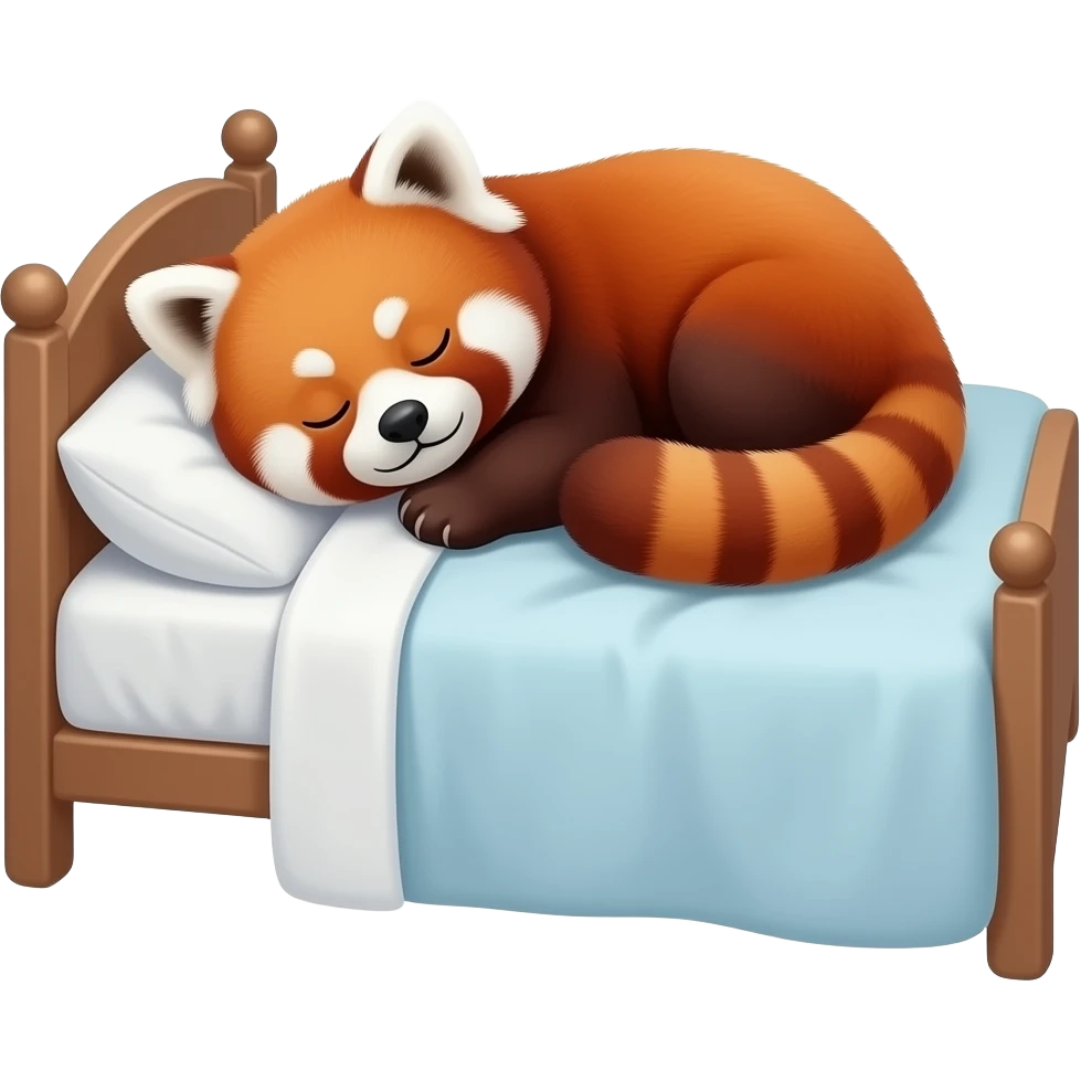 Ready to sleep,  red panda, cartoon, bed emoji