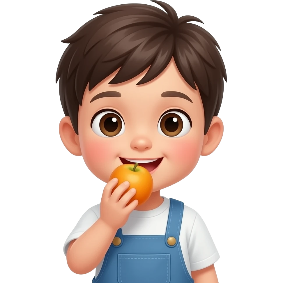 Un niño comiendo frutas emoji
