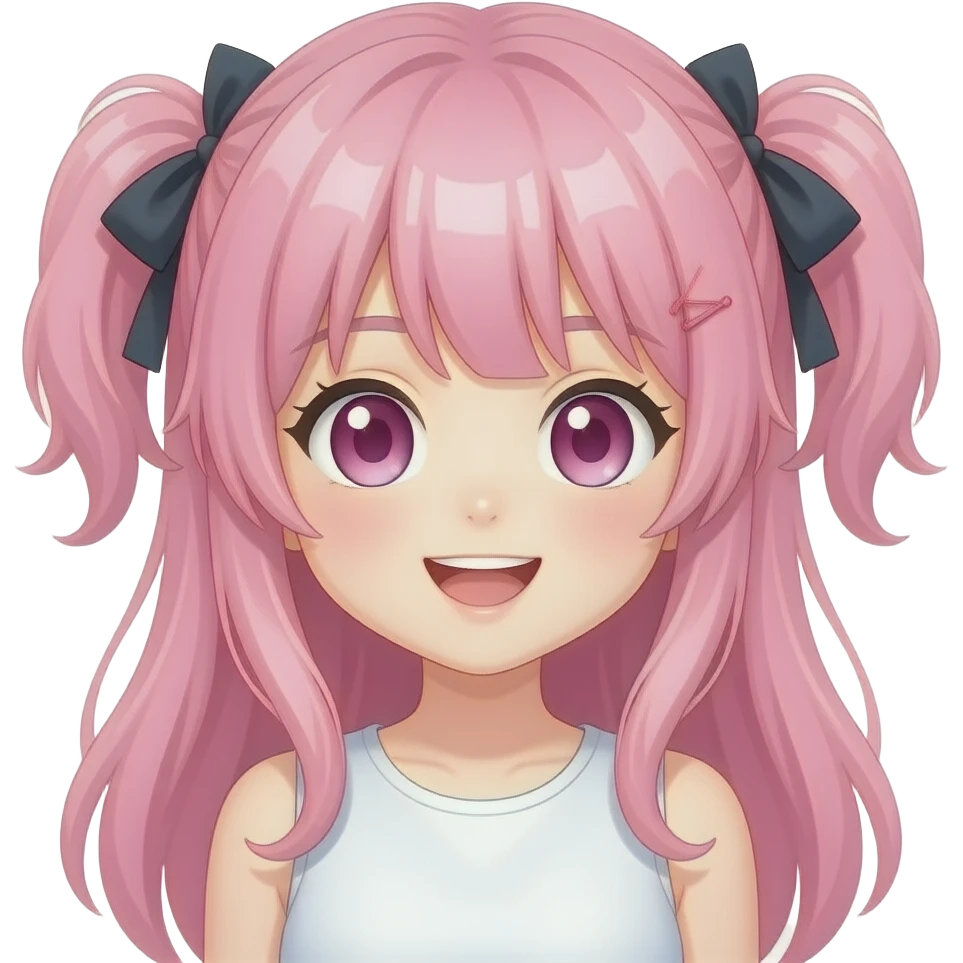 Happy pink anime girl emoji