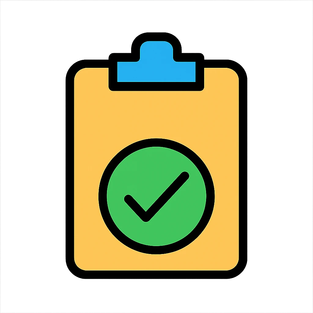 clipboard with a checkmark, minimal color icon style emoji
