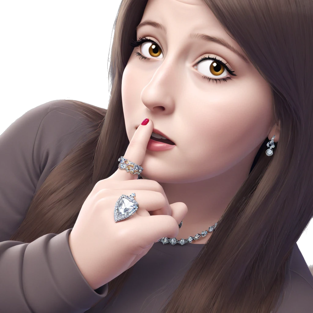 girl with jewelry and intrigue emoji