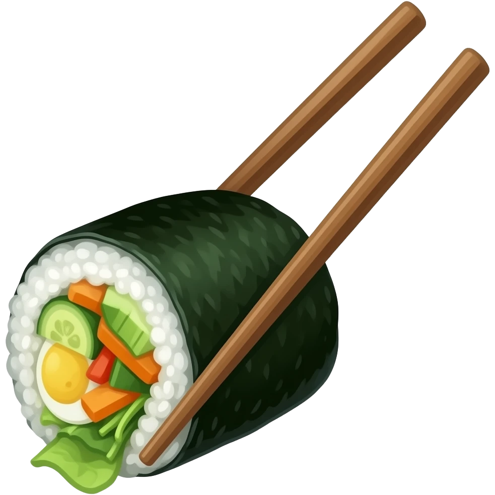 Kimbab yang di pegang dengan sumpit ga perku ada tangannya emoji