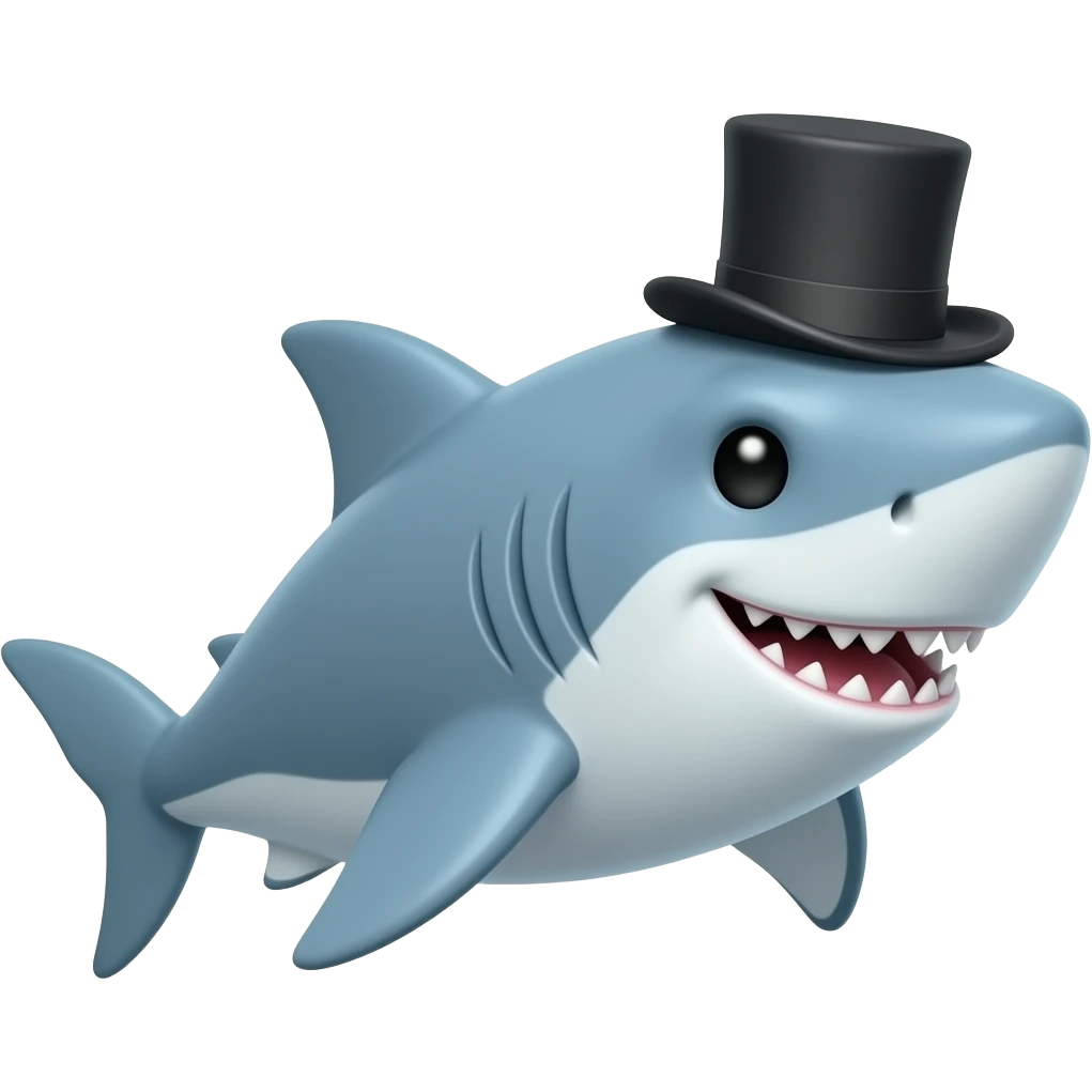 Shark with a top hat emoji