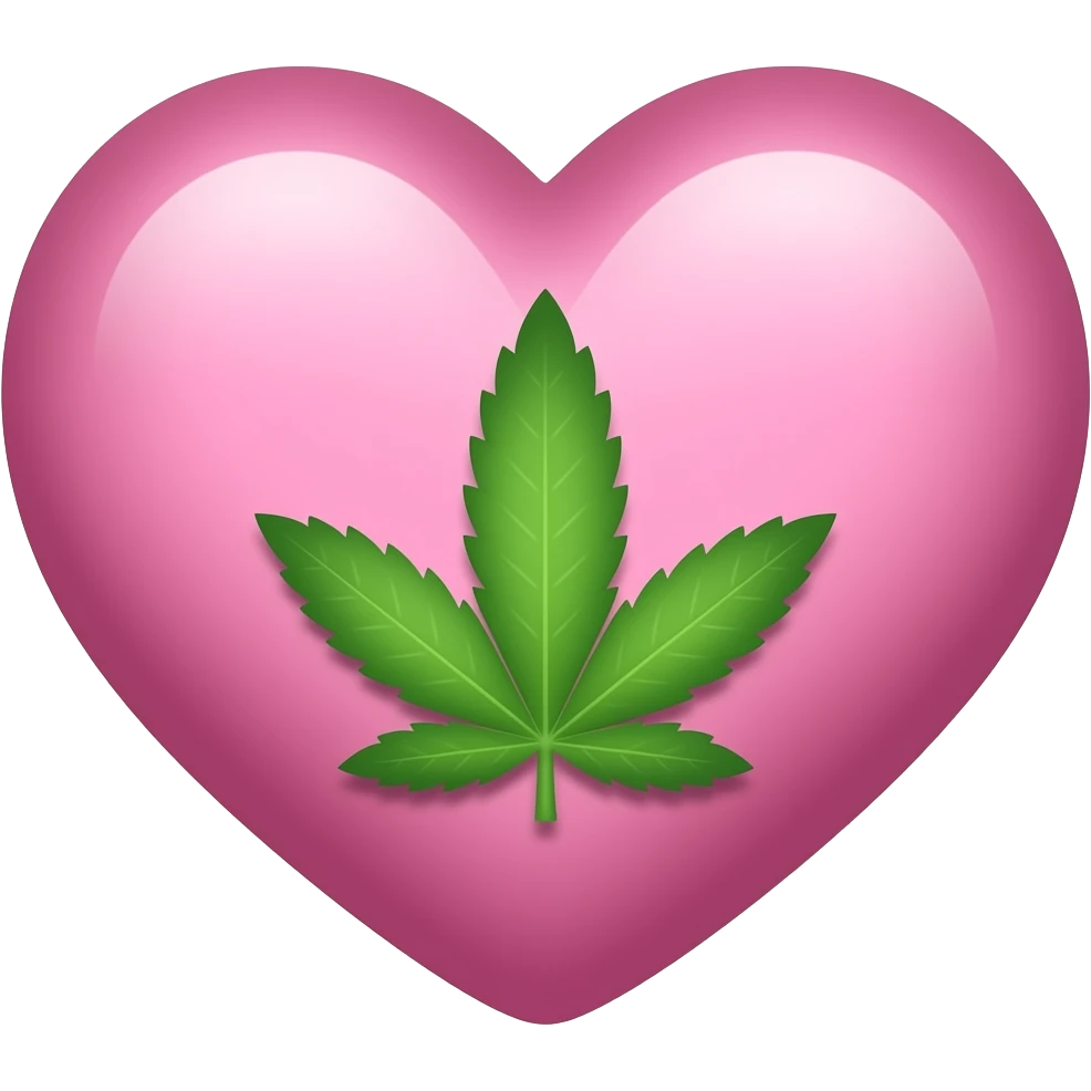 pink heart with a weed leaf emoji