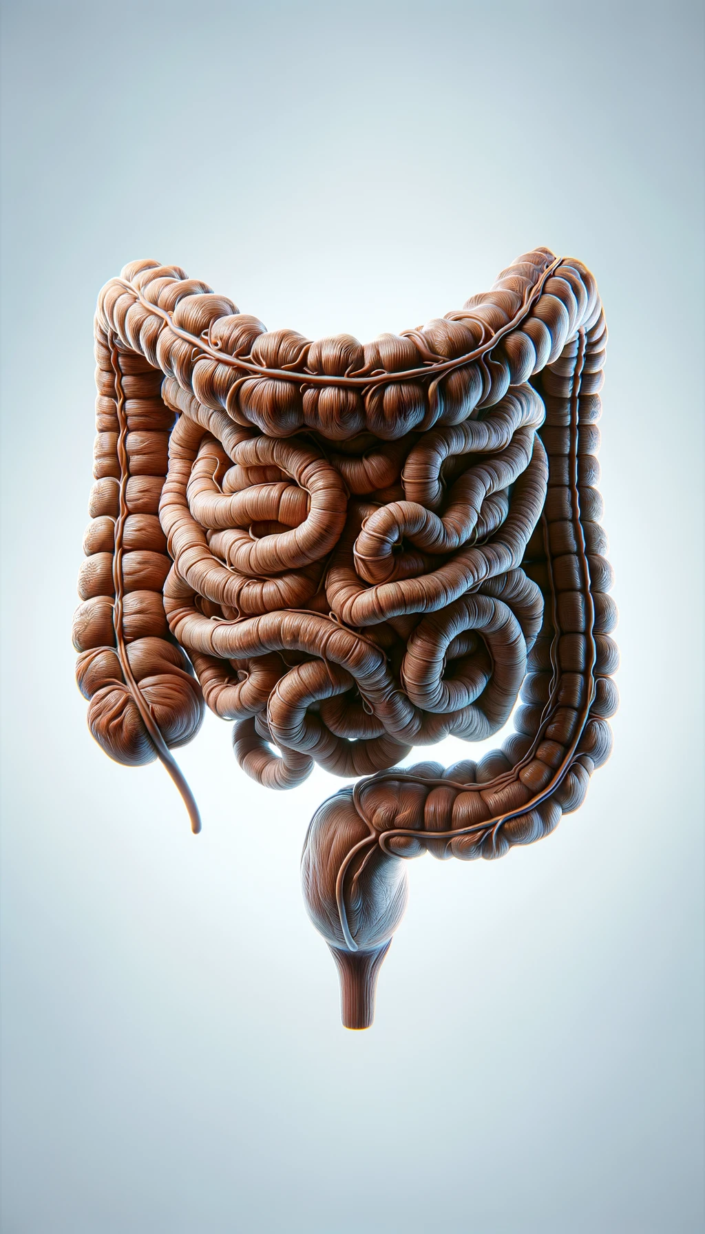 dolore all'intestino umano anatomico realistico, sfondo chiaro emoji