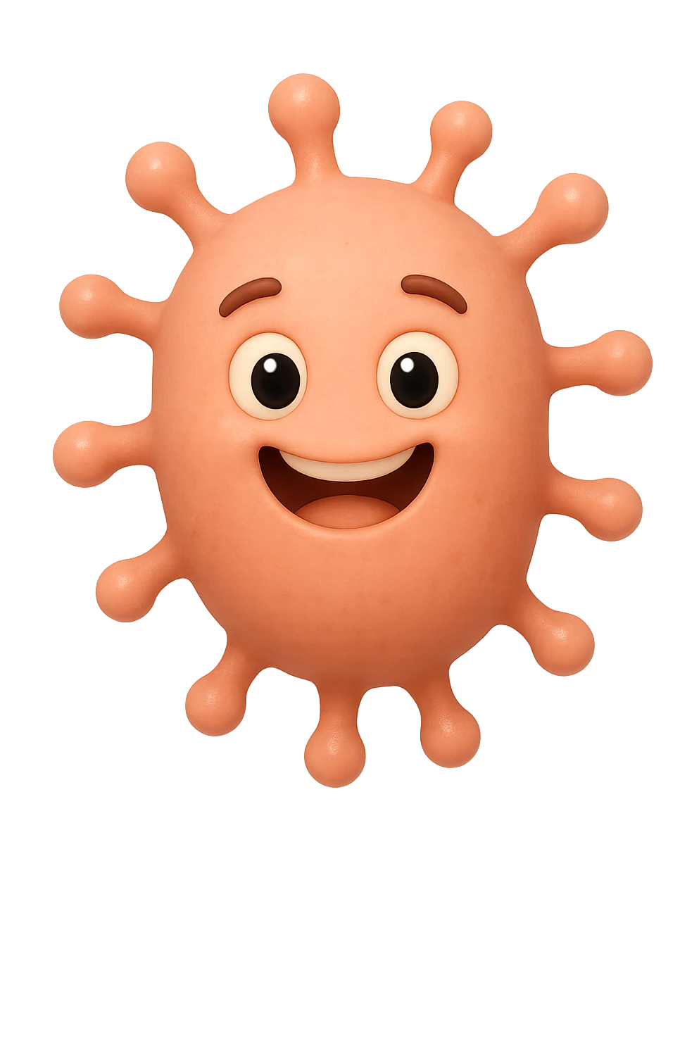 EMOJI STILE IPHONE DI 6 
BATTERI INTESTINALI ROSA SALMONE FELICI CHE FLUTTUANO IN ARIA, IPERREALISTICO 4K emoji