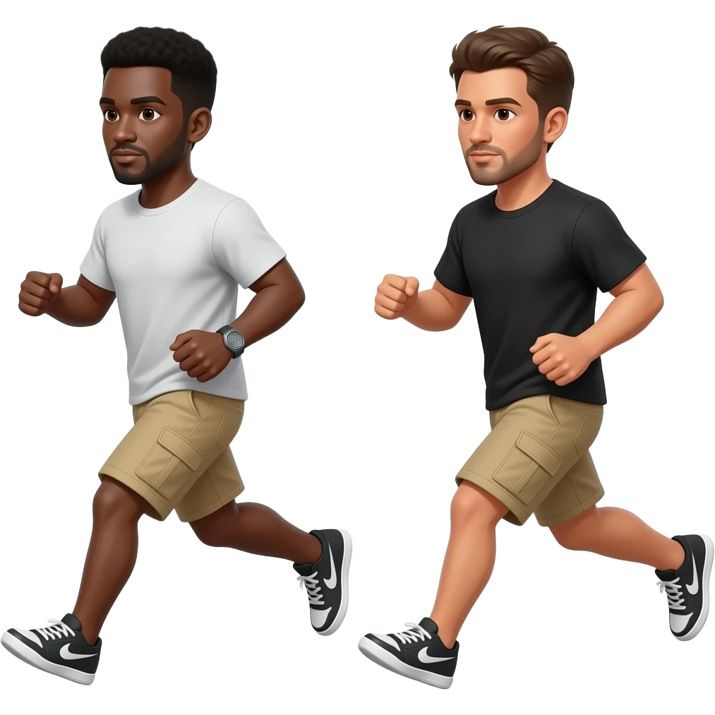 black runners, bare legs and beige cargo shorts emoji emoji