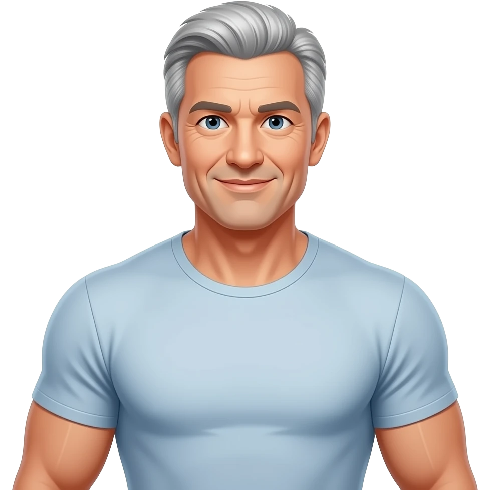 Sexy gray hair daddy age 50 muscular tight shirt emoji