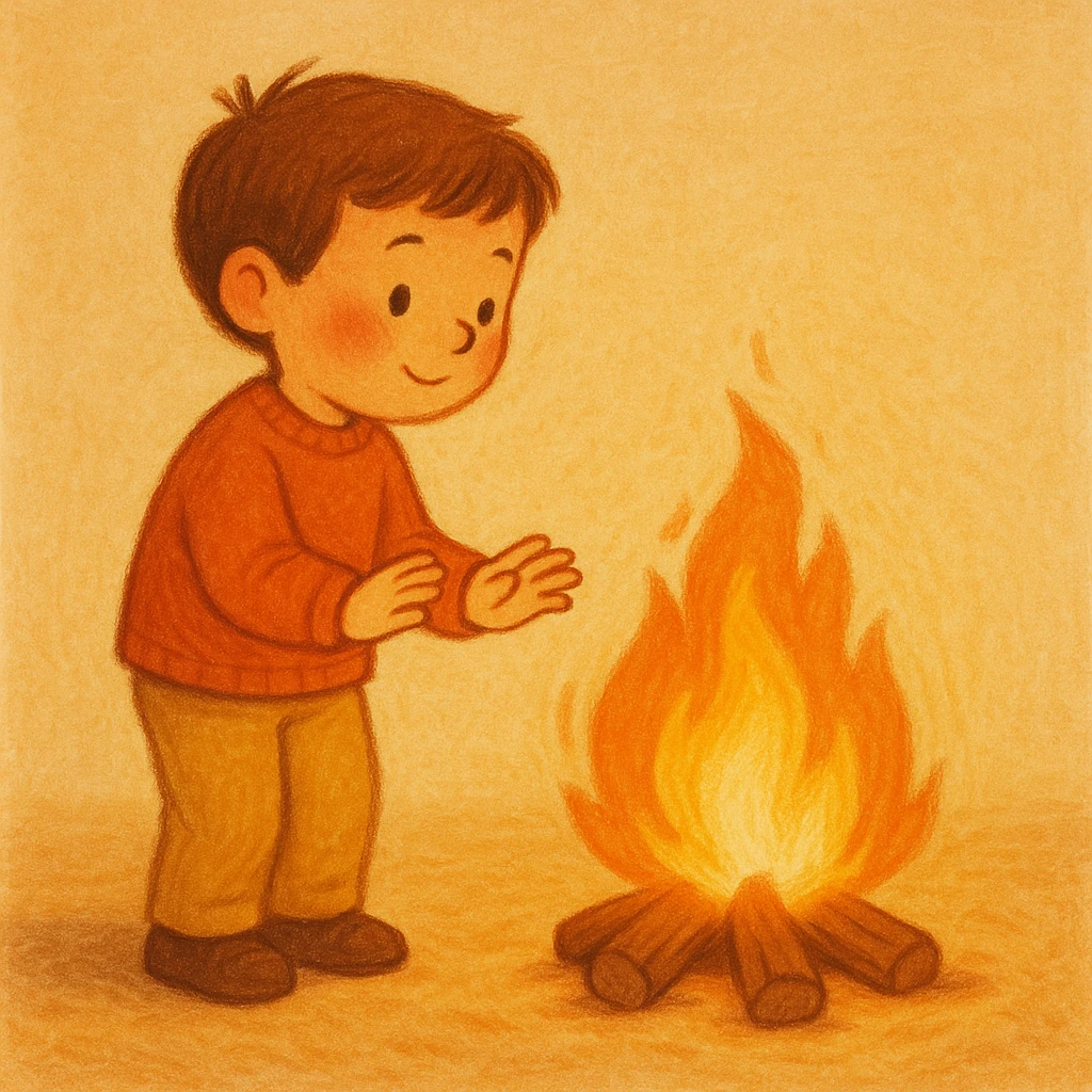 a child with a fire emoji