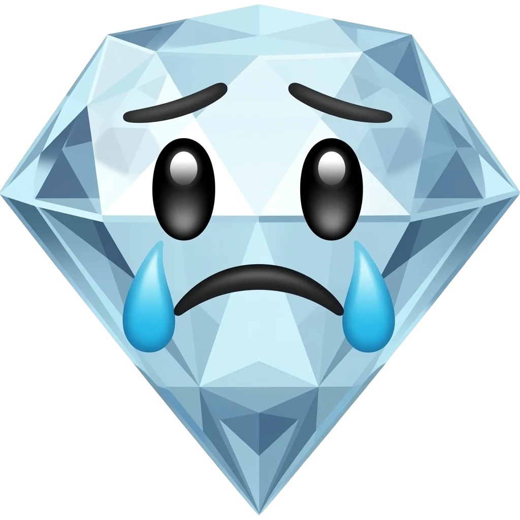 Un diamante con una cara de llorar emoji