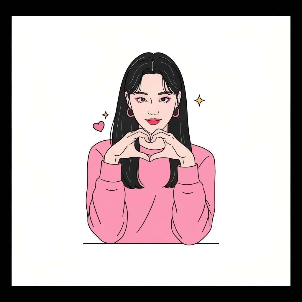 kpop heart, cute, expressive, minimal emoji