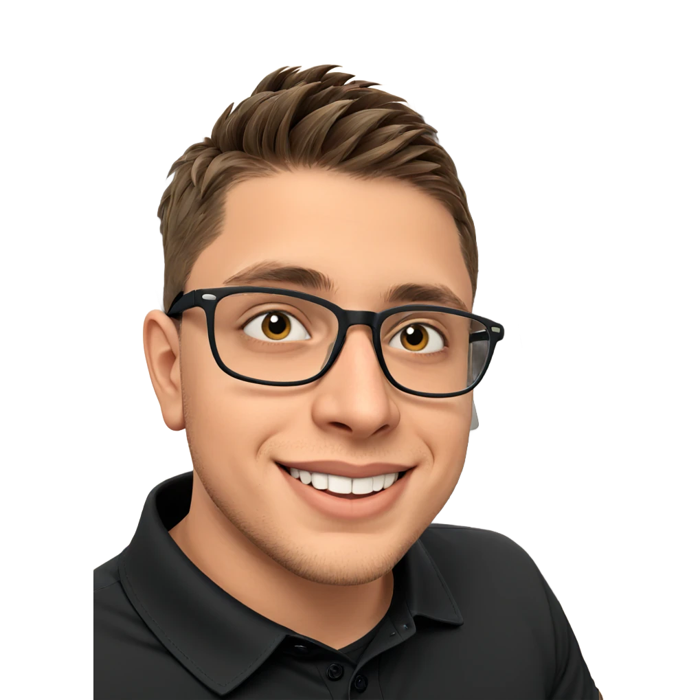 smiling boy with glasses indoors emoji