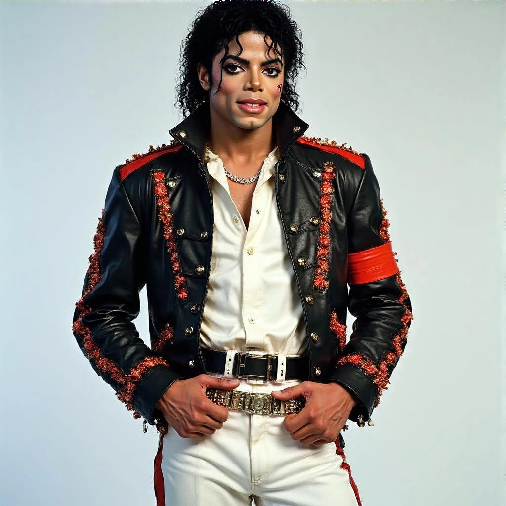 Michael Jackson wearing his Thriller jacket emoji