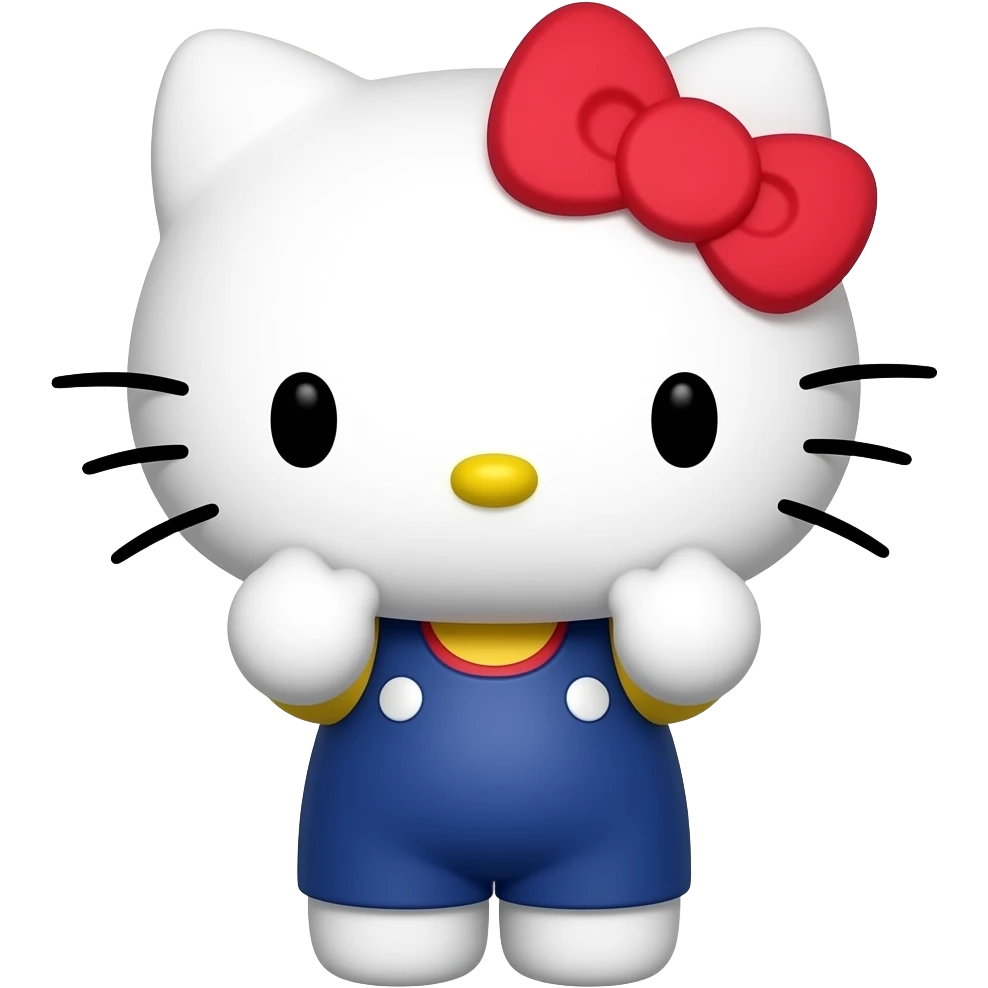 hello kitty head with two front paws and a red bow emoji