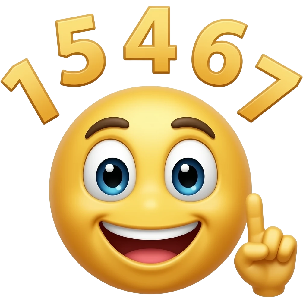 Un emoji qui fait  six seven avec ses mains et les chiffres au dessus emoji