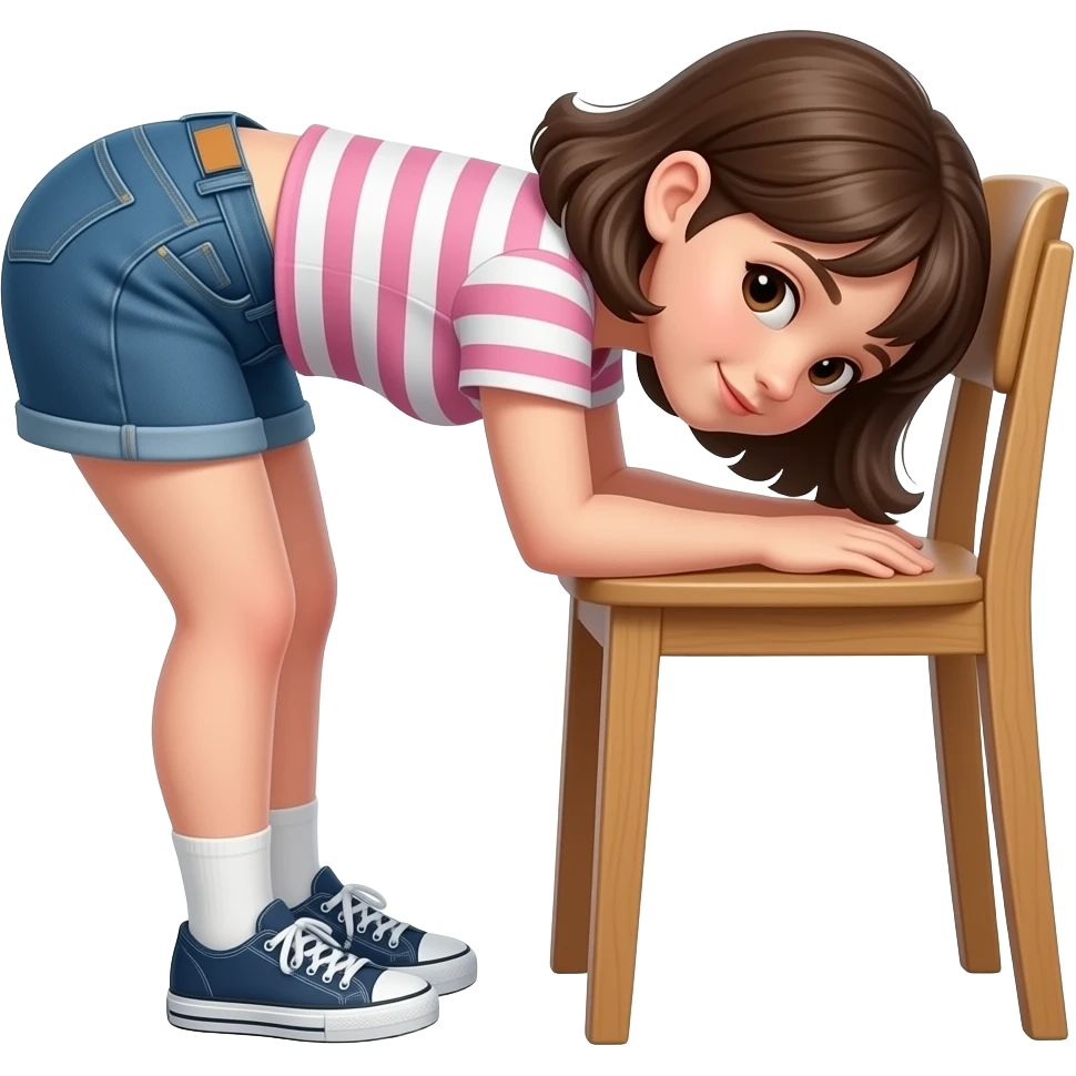 girl bent over back of chair emoji