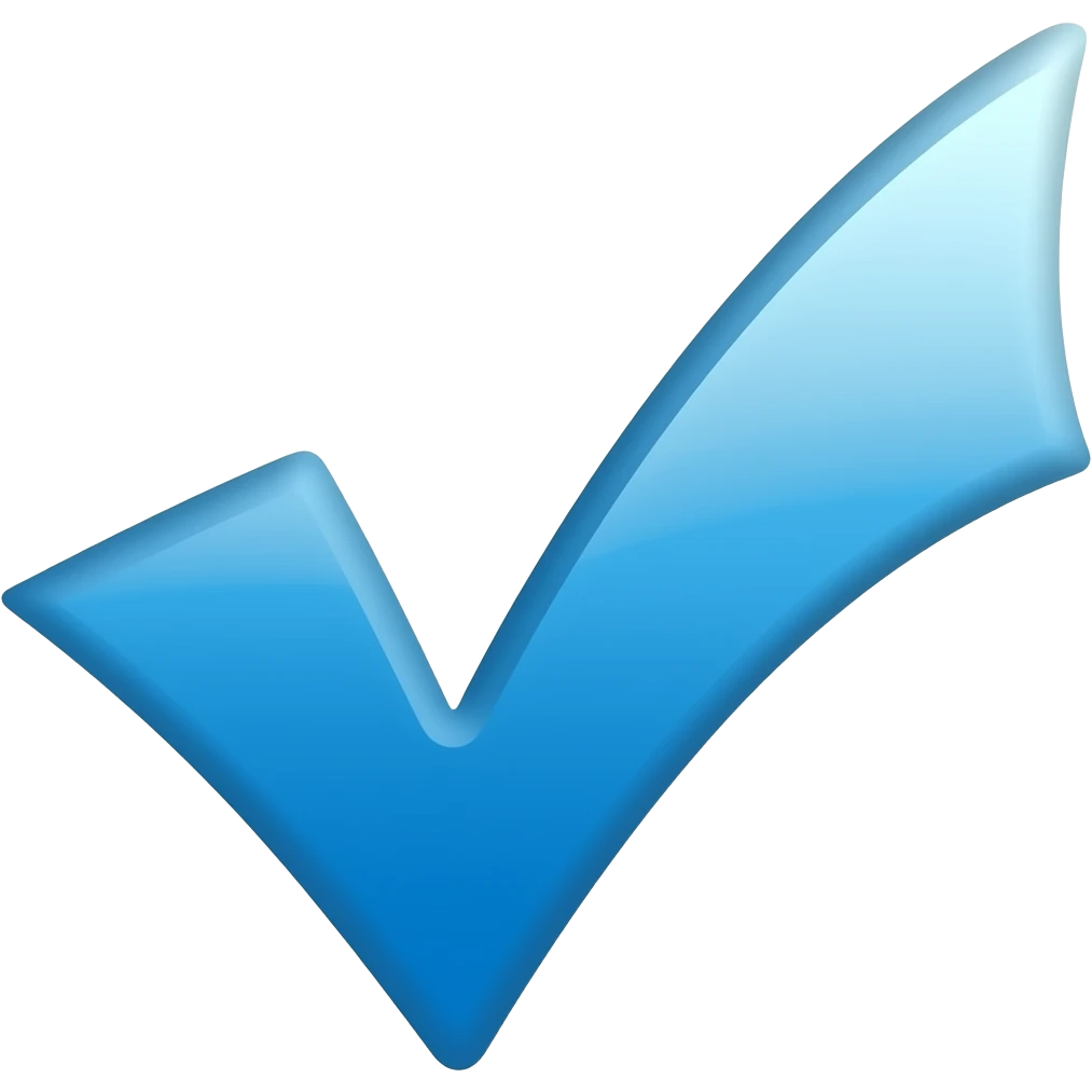 A blue check mark emoji