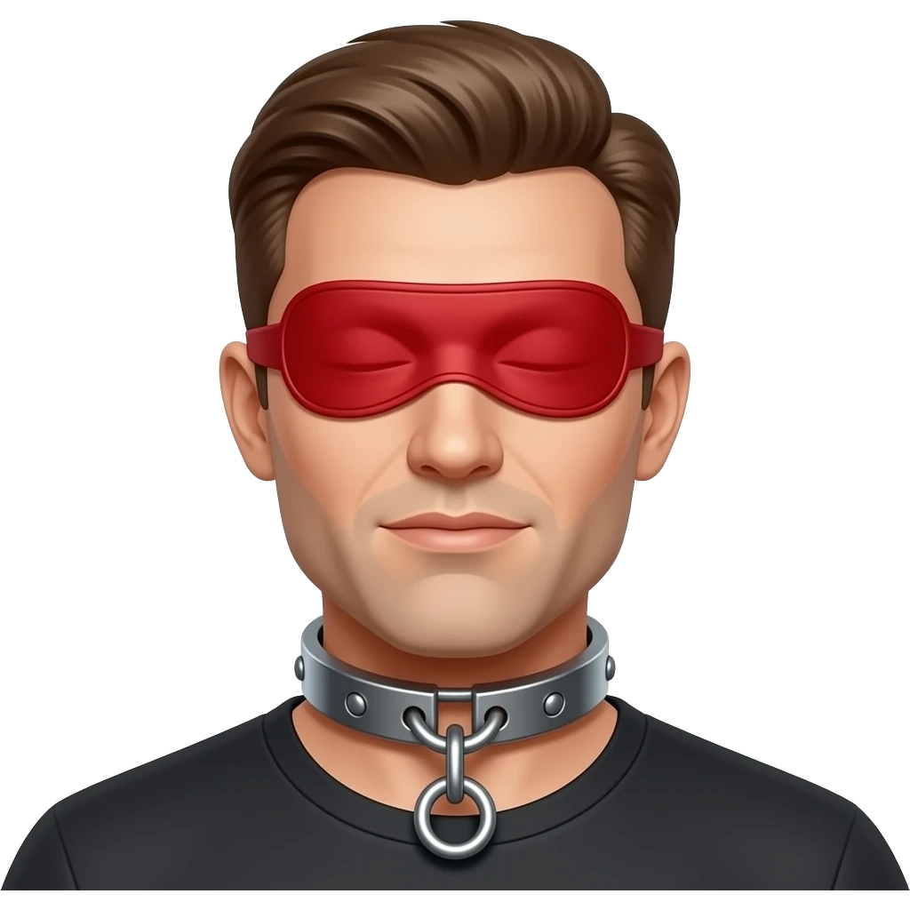 man wearing red eye mask wearing chastity cage emoji