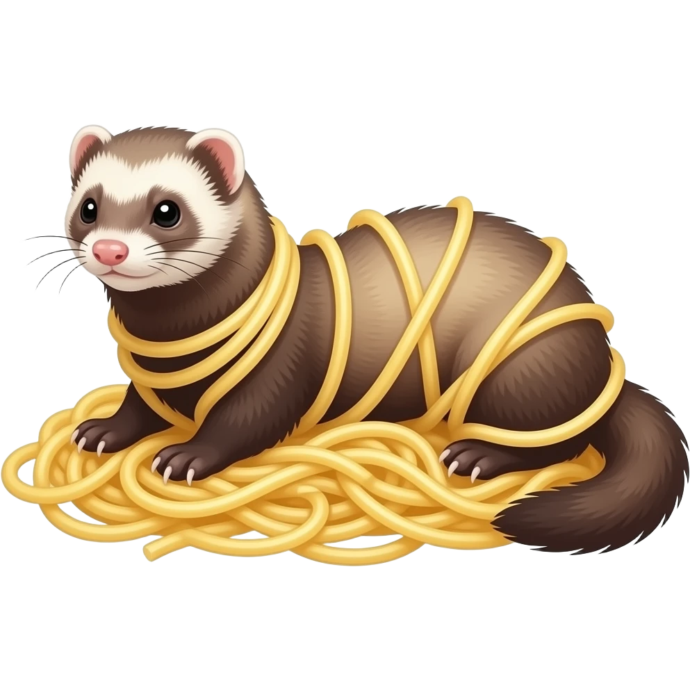 Ferret tangled in a pile of spaghetti emoji