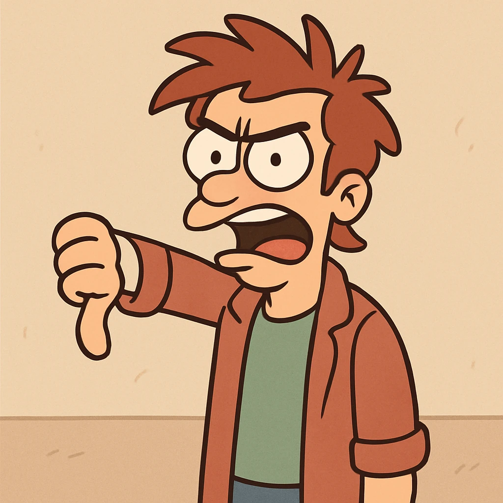 thumb pointing down, cartoon style, no text emoji