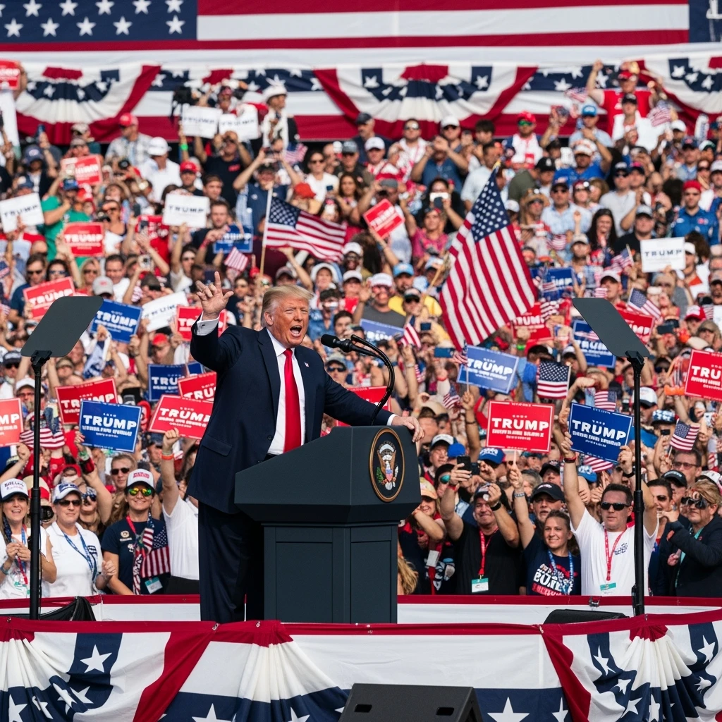 Donald Trump speaking at a rally emoji