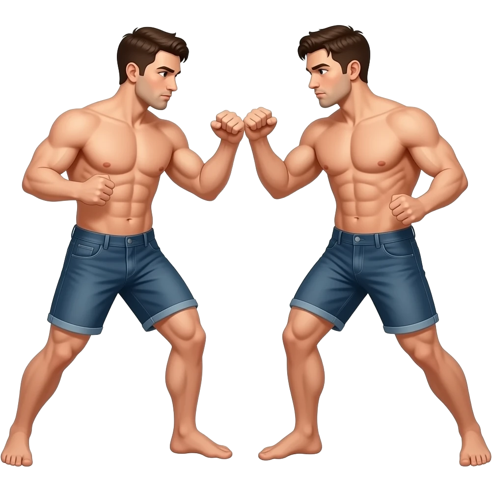 Nude men fighting emoji