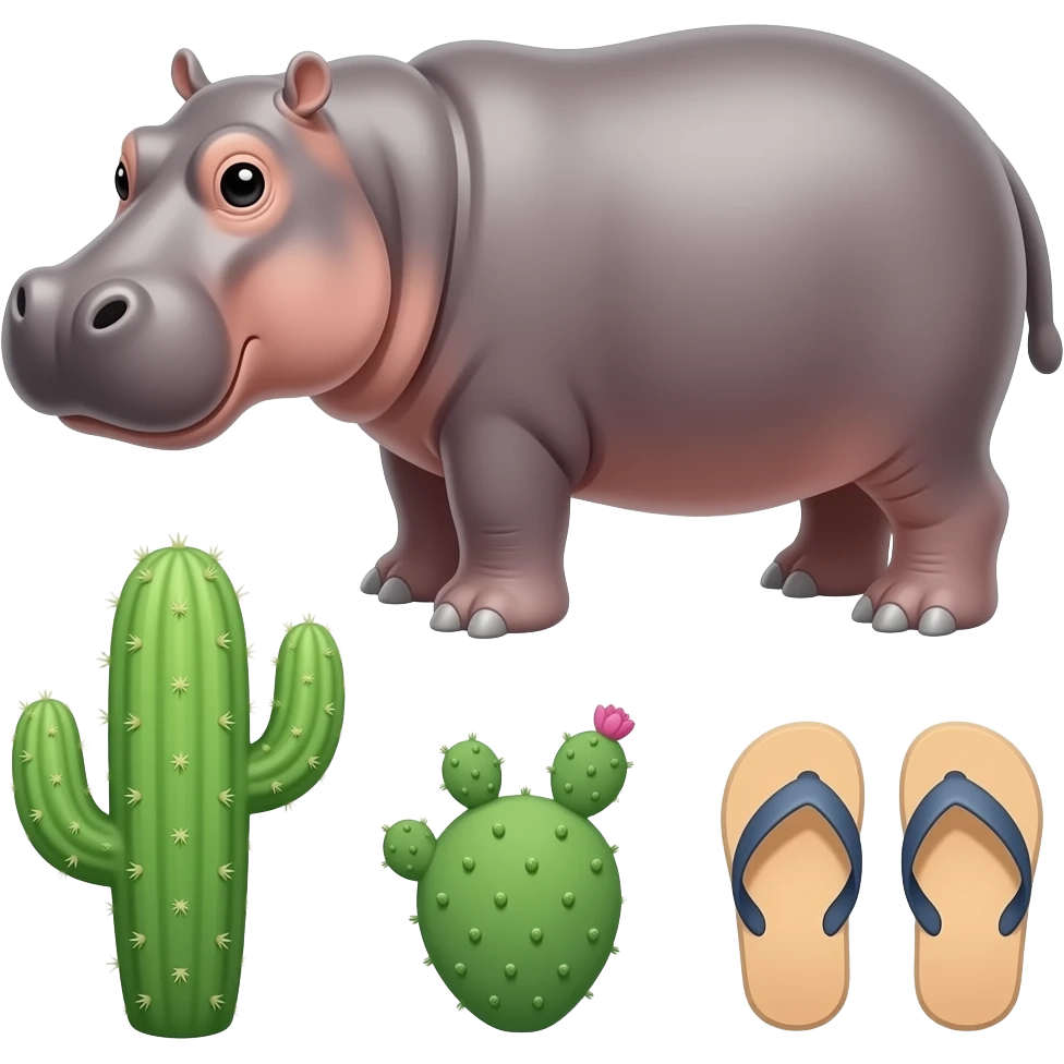 cactus + hippopotam + slippers emoji