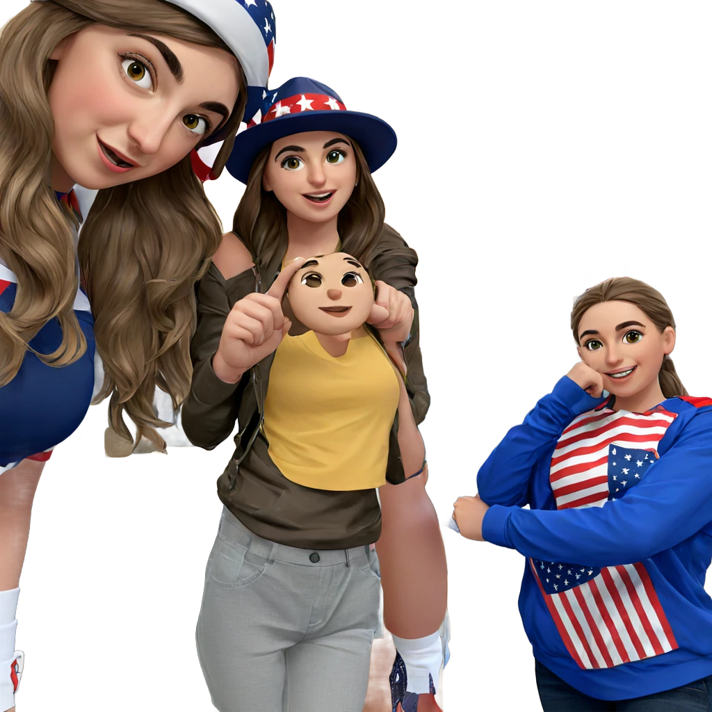 girls in patriotic outfits emoji