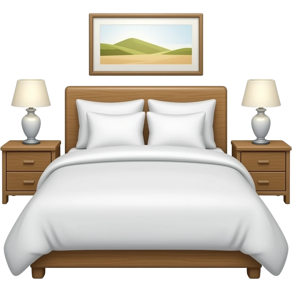 white bed cover and nightstands headboard emoji