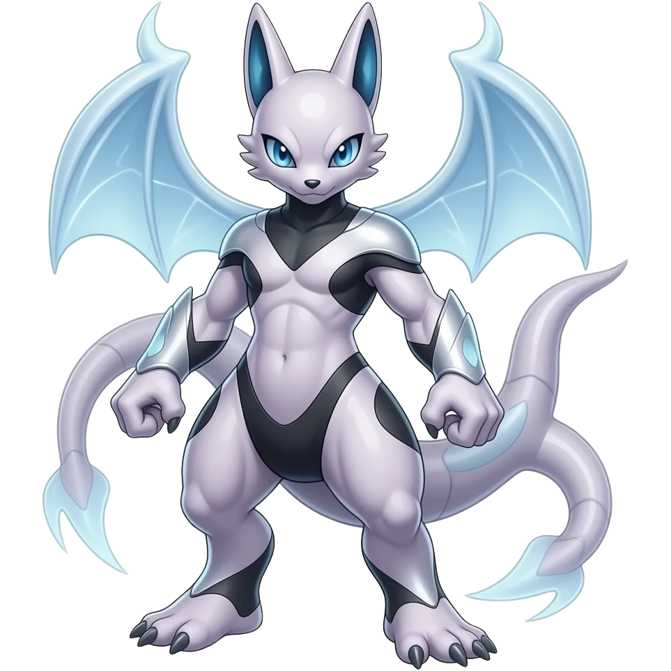 Cool Edgy Shiny Ethereal Monsterous Legendary Mewtwo-Renamon-Zeraora-Lombax-hybrid full body emoji