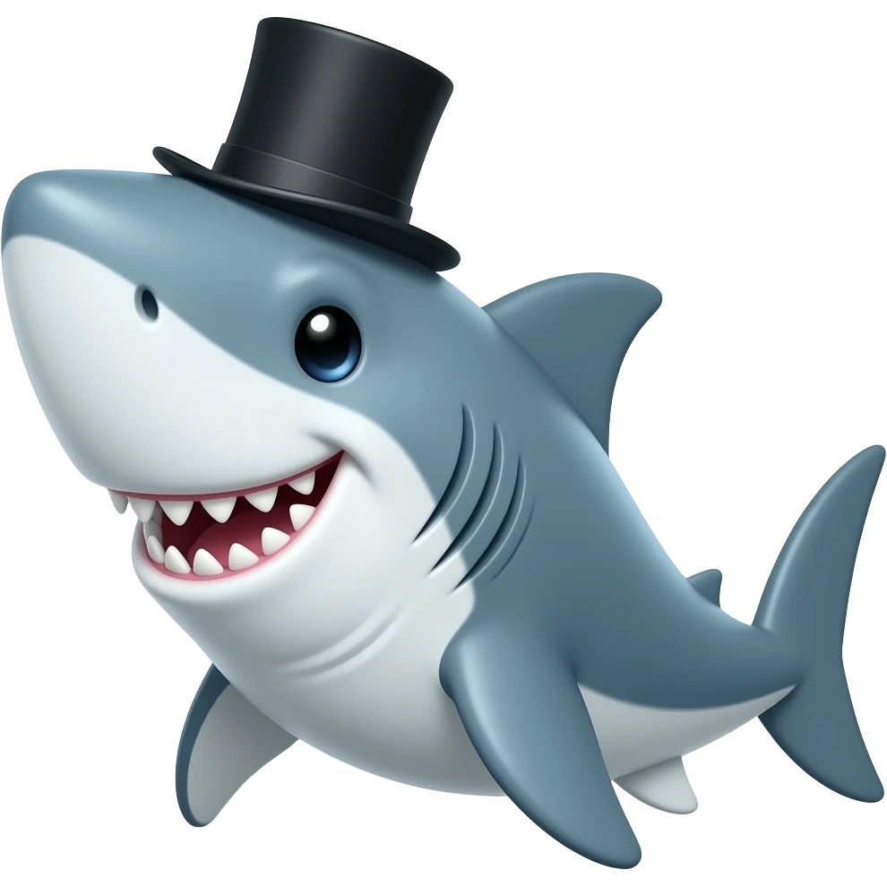 Shark with a top hat emoji