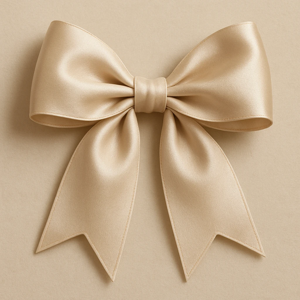 a beige bow, soft and elegant, with gentle curves and a subtle sheen emoji