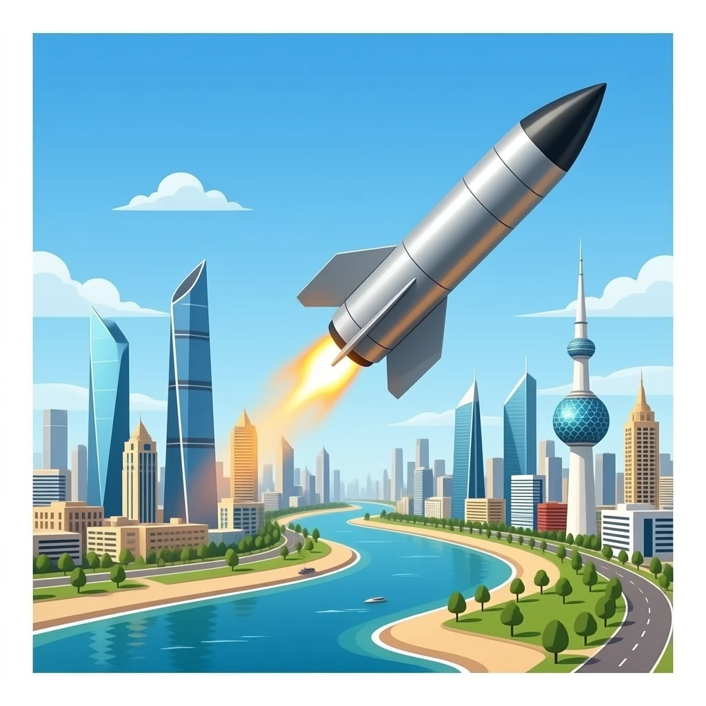 missile strike Coming and falling in kuwait emoji