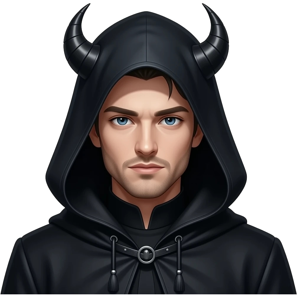 Sexy dark sinister gothic male warlock with dark hood emoji