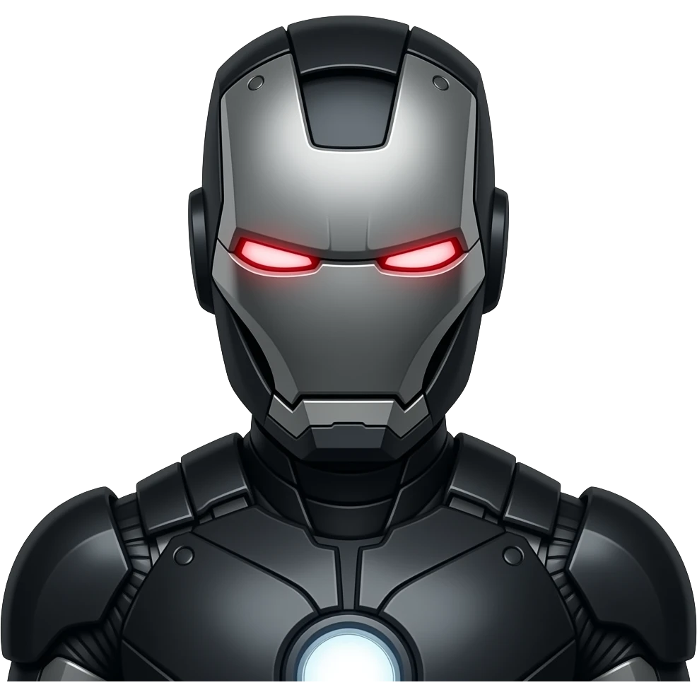 iorn man in full black iron man suit with red eyes emoji