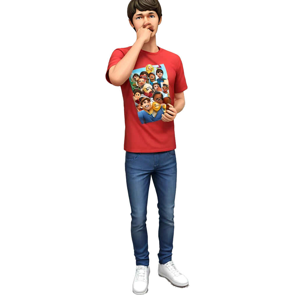 male in red shirt outdoors emoji