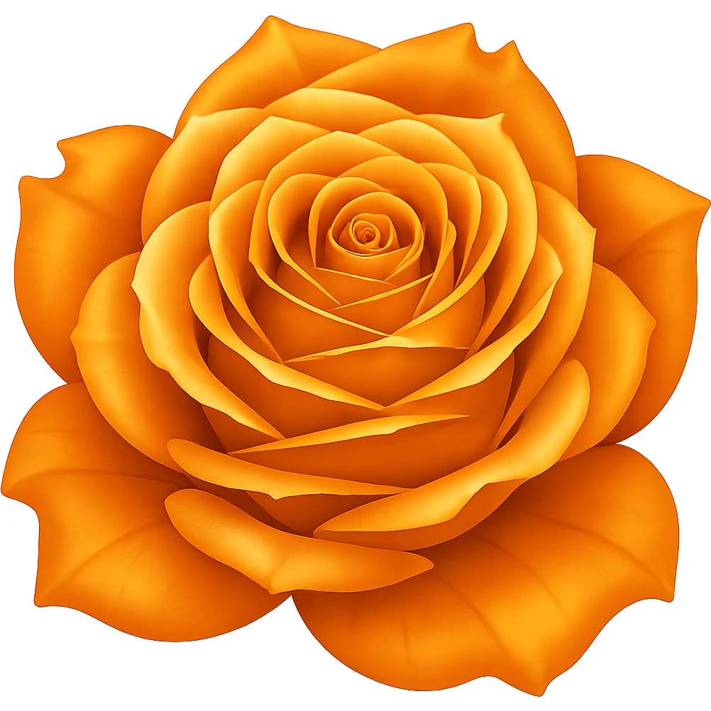 Make the frozen rose orange. The original style is emoji style, but since emoji style does not support editing, please keep the emoji style look while making the rose orange and removing the background. emoji