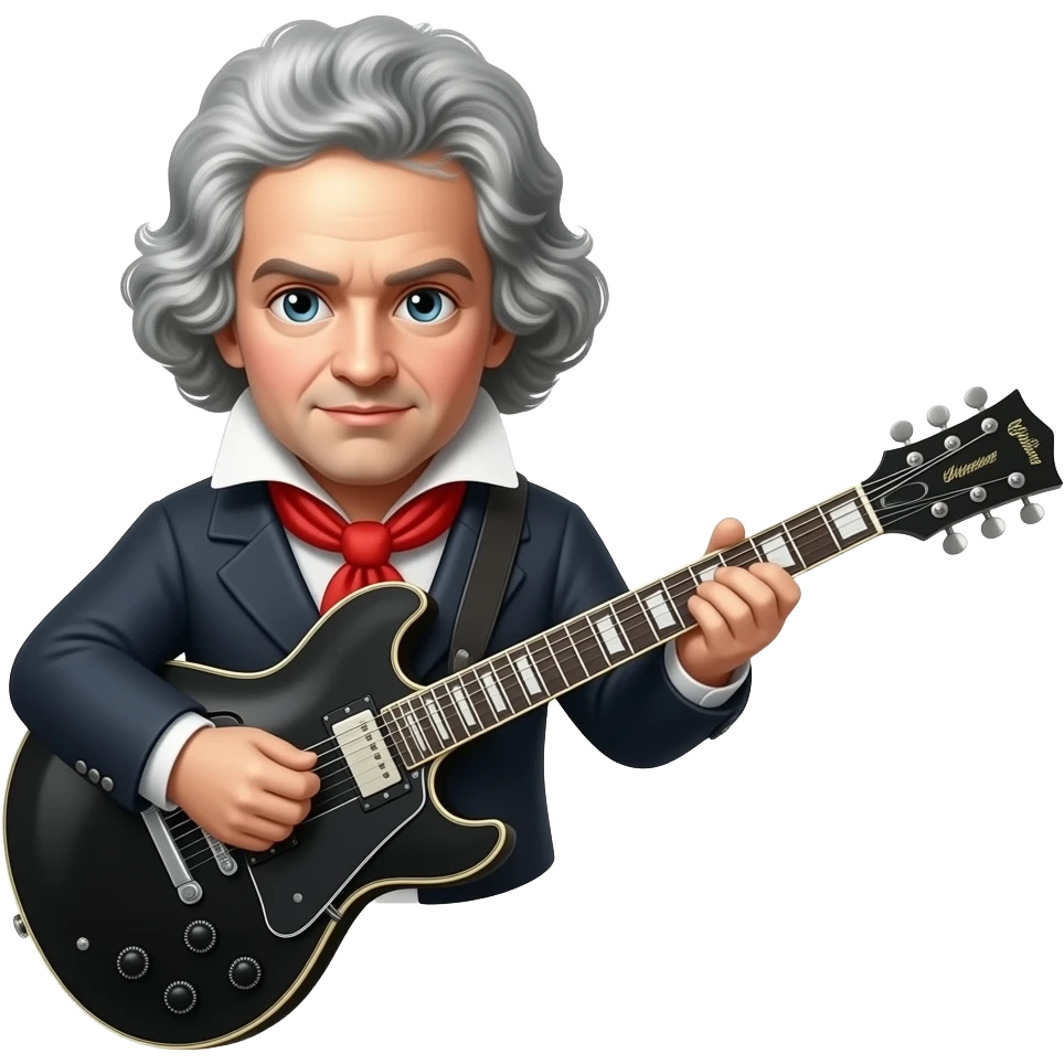 Ludwig Beethoven with black metal electric guitar emoji