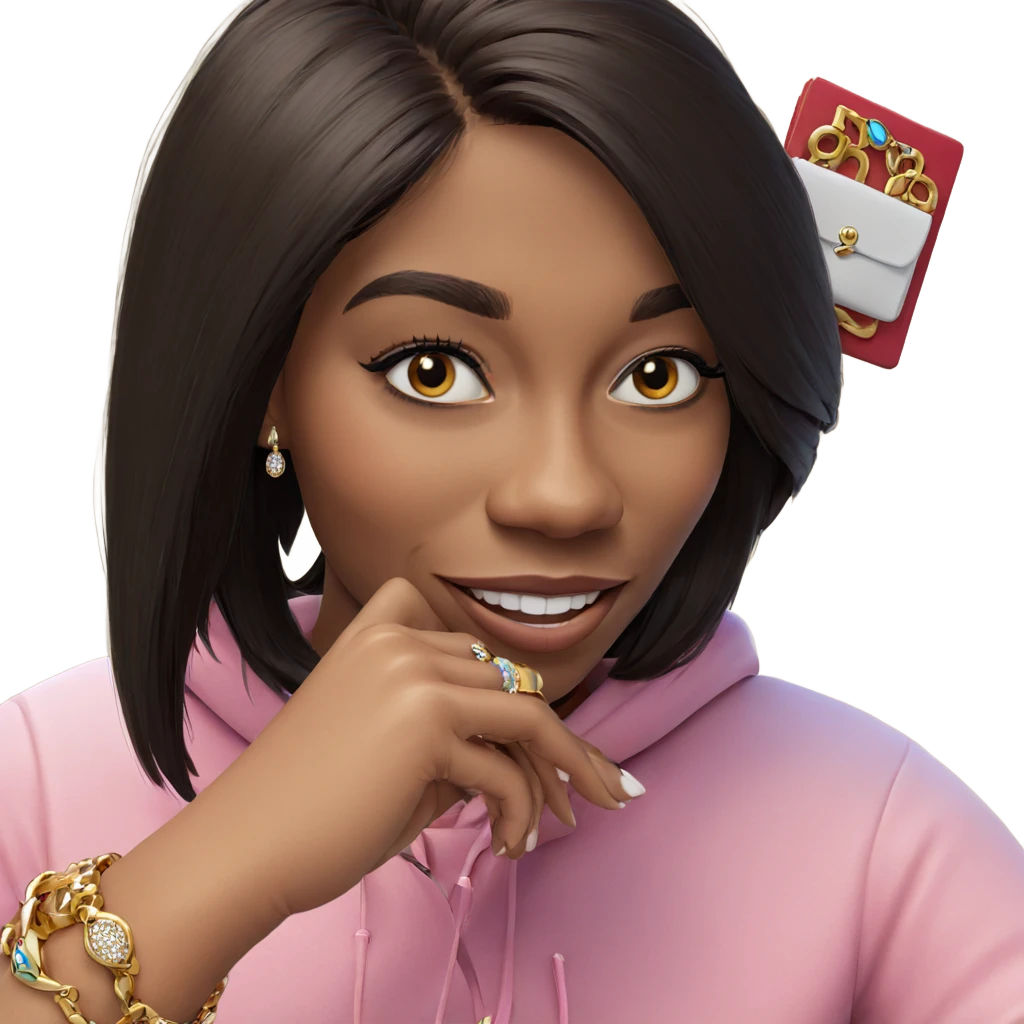 smiling girl with jewelry emoji