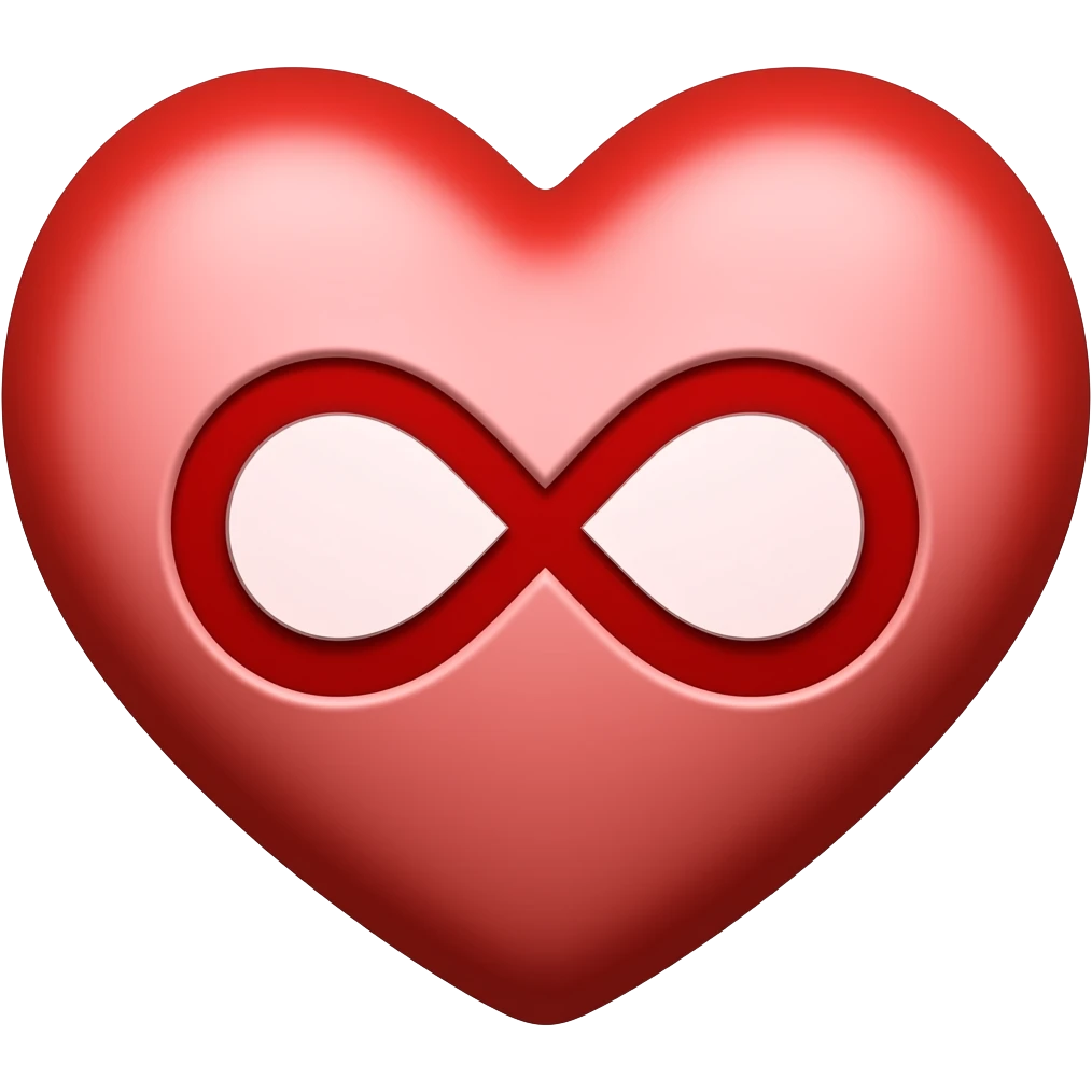 a heart and in the middle a infinity sign and red emoji