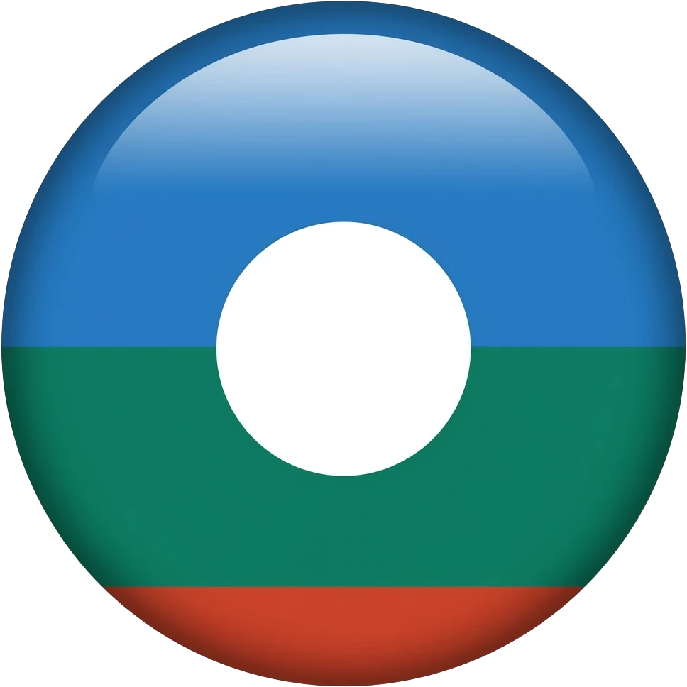 голубое небо без облок 1 белый круг в середине 1 красная полоса в низу 1 зелёная полоса ниже красной полосы 1 белая полоса выше зелёной полосы в виде флага одна зелёная полоса emoji