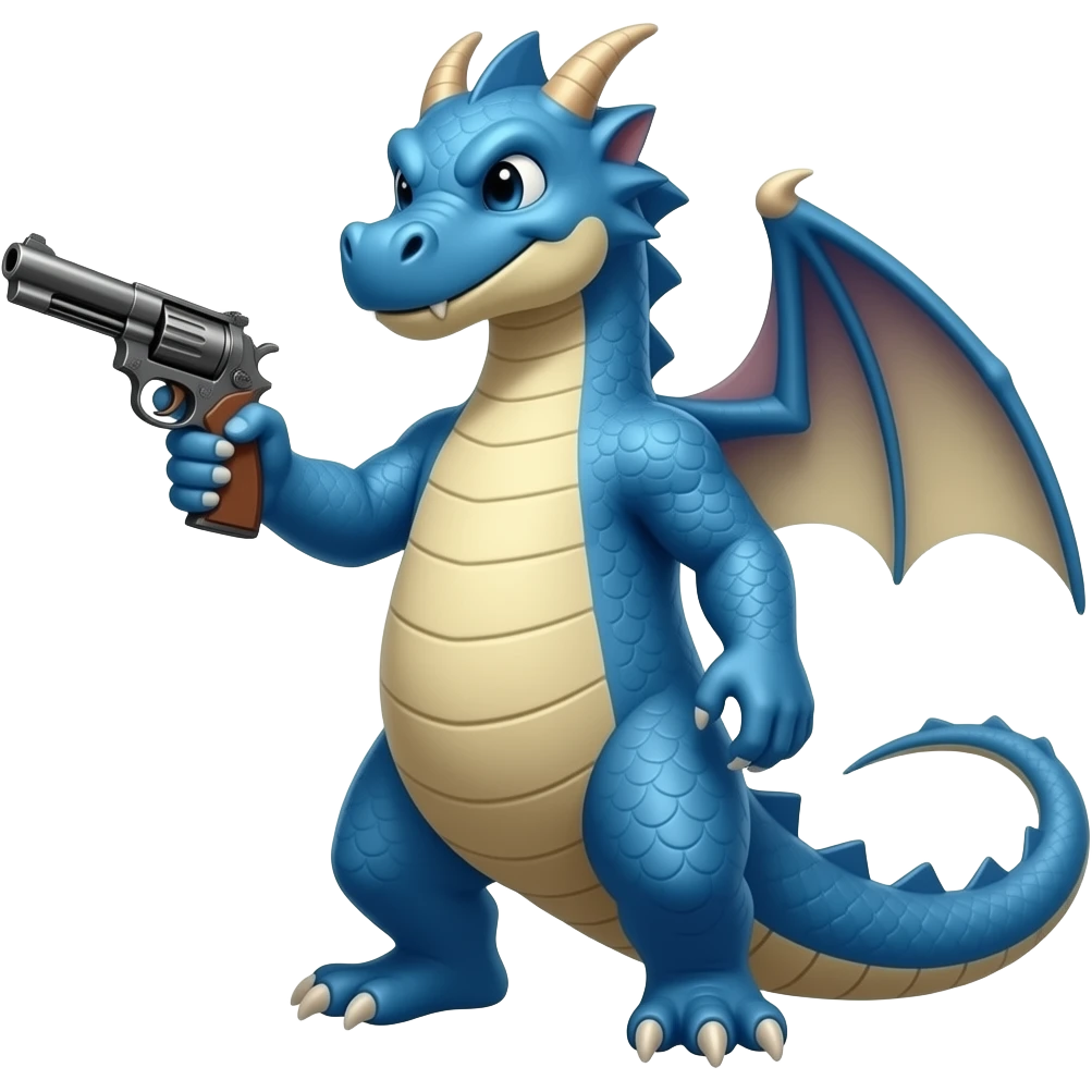 Blue dragon holding a Gun emoji