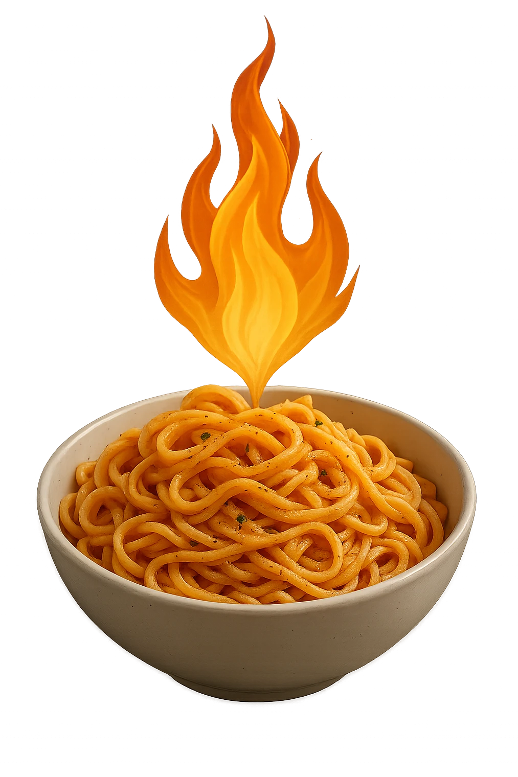 bowl di pasta con fiamma 3d sopra che indica metabolismo, iperrealistico 4k emoji