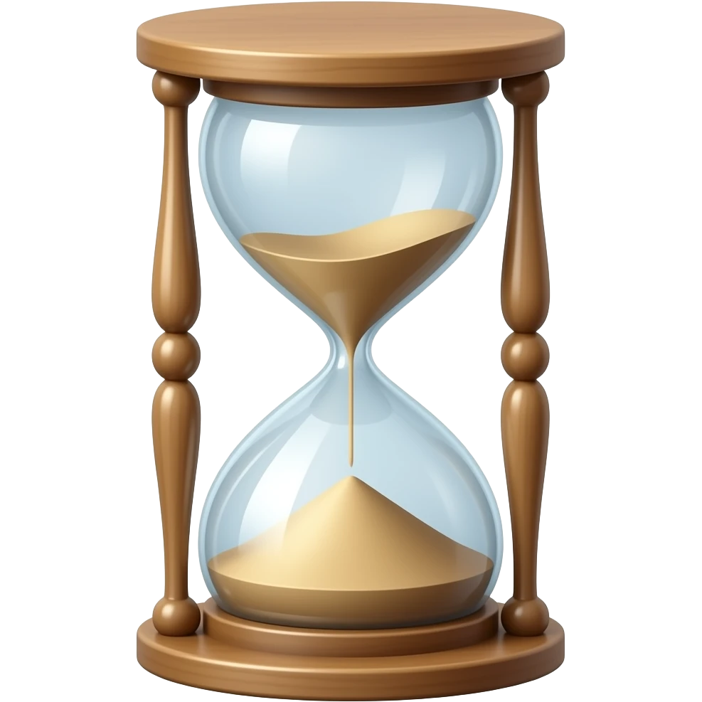 An hourglass with one large grain of sand emoji